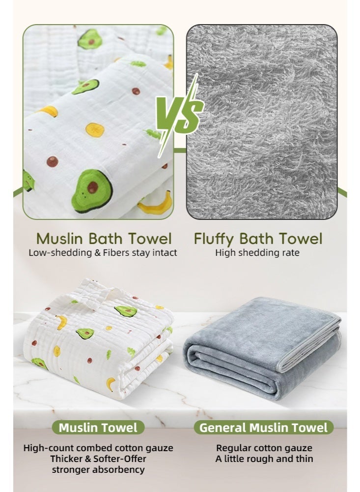 مناشف الطفل لمجموعة المواليد حديثي الولادة، مناشف حمام الطفل المغطاة بنسبة 100٪ من القطن، هدايا الحمام الأساسية للطفل الرضع الممتصة الناعمة، الأخضر والأبيض، الأفوكادو - Image 3